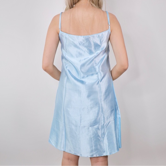 PASTEL BLUE SLIP DRESS W/ LACE TRIM - Picture 7 of 10